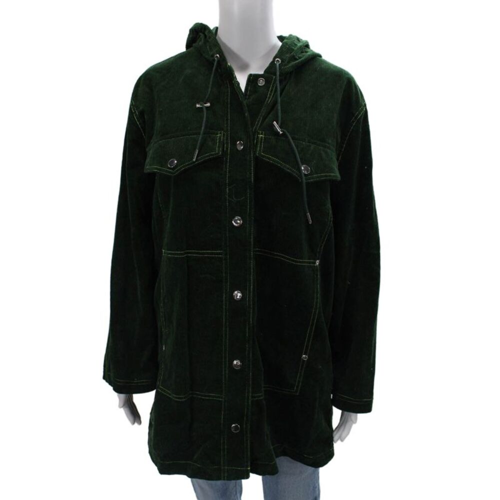 Alexa Chung Unisex Green Cotton Button Front Solid Fall Jacket Size 10 - Picture 1 of 7